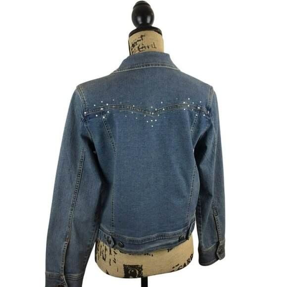Denim Jacket With Rhinestone Studded Yoke H&J Womens Medium - Picture 4 of 11
